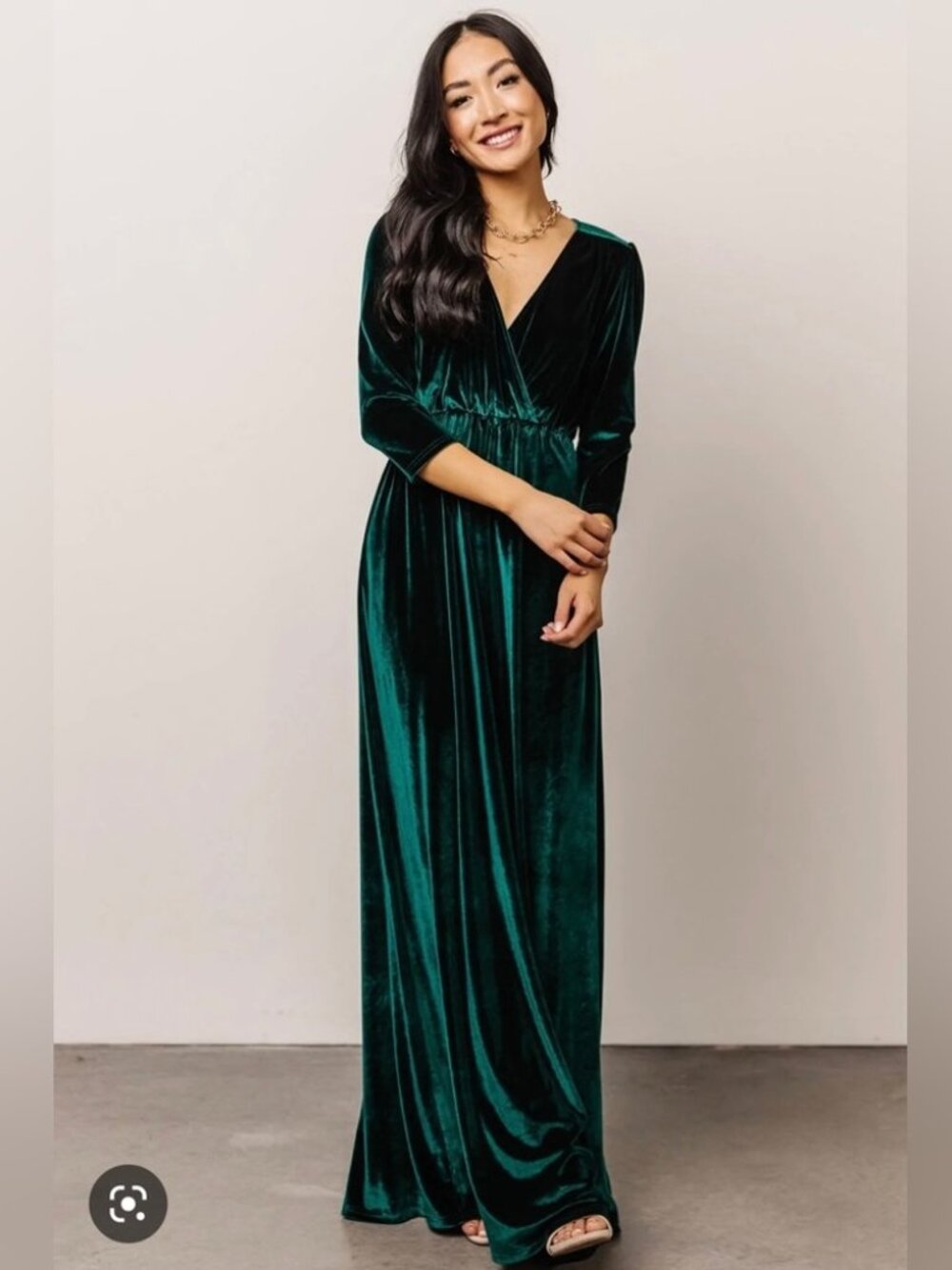 Baltic Born - Sofia Velvet Maxi Dress in Emerald - XL